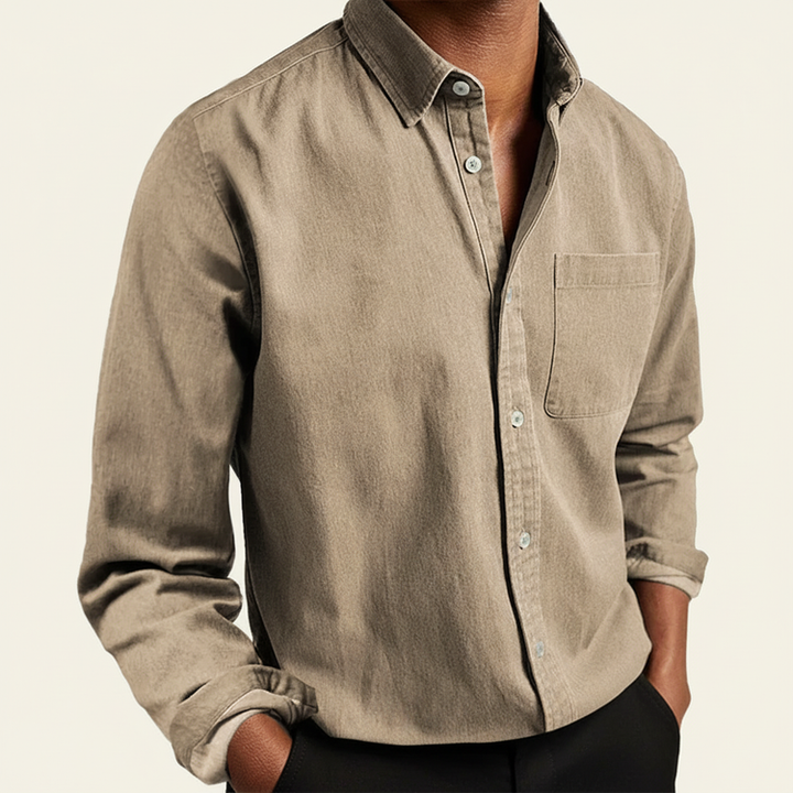 Gunnar - Men's Classic Button-Front Pocket Shirt in Khaki
