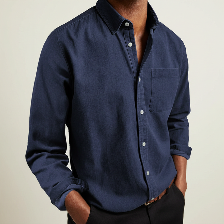 Gunnar - Men's Classic Button-Front Pocket Shirt in Navy