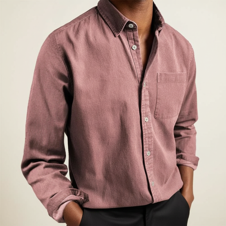 Gunnar - Men's Classic Button-Front Pocket Shirt in Pink