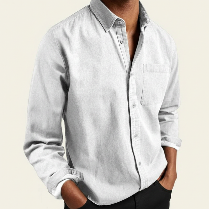 Gunnar - Men's Classic Button-Front Pocket Shirt in White