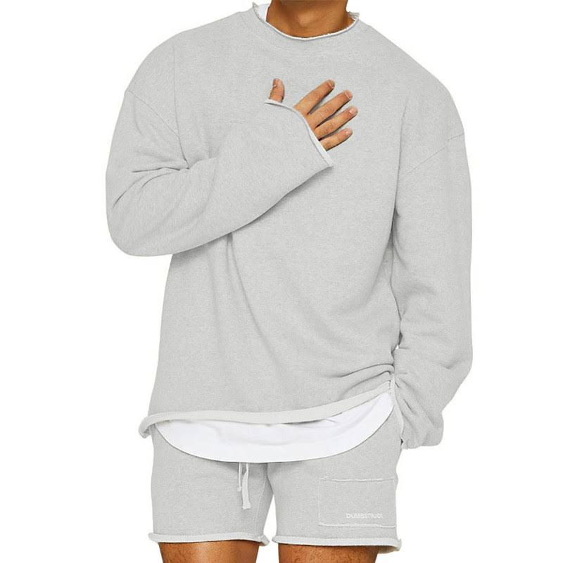Men's relaxed fit crew neck sweatshirt in Silver