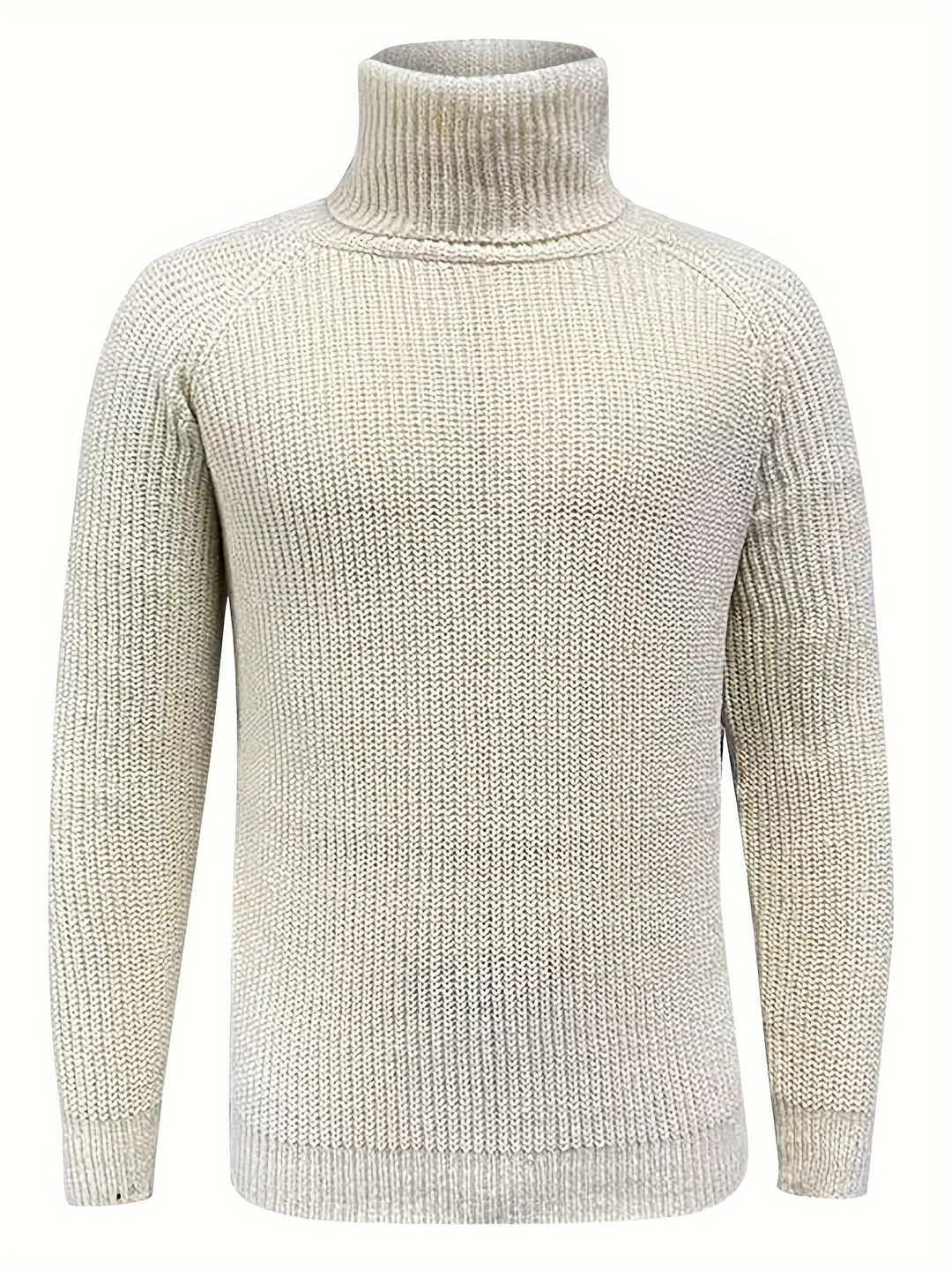 Alexander - Men's Roll Neck Knit Jumper in Beige - view 5