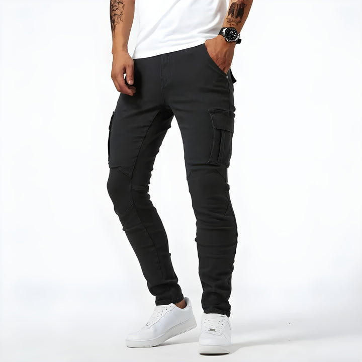 Men's slim cargo trousers in Black