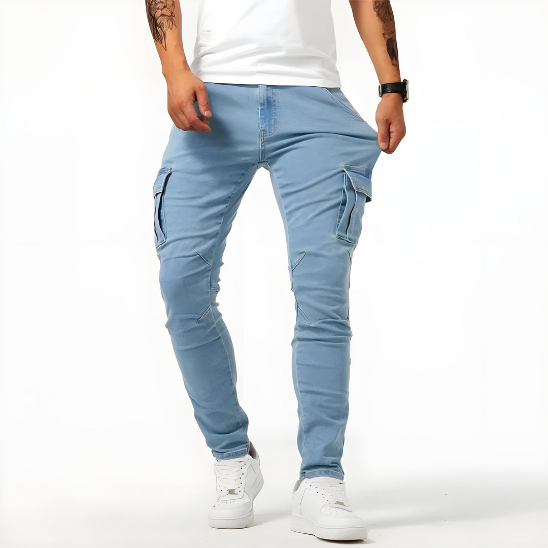 Men's slim cargo trousers in Blue