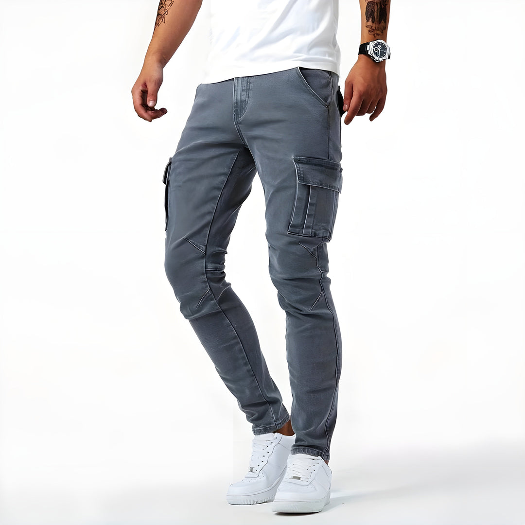 Men's slim cargo trousers in Grey