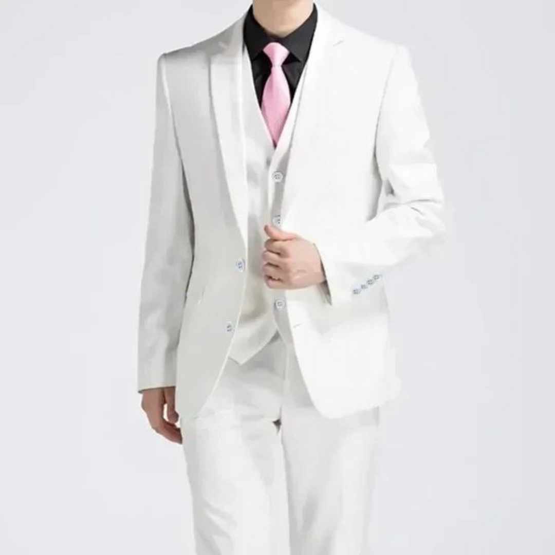 Georg - Men's Black Three-Piece Formal Suit in White