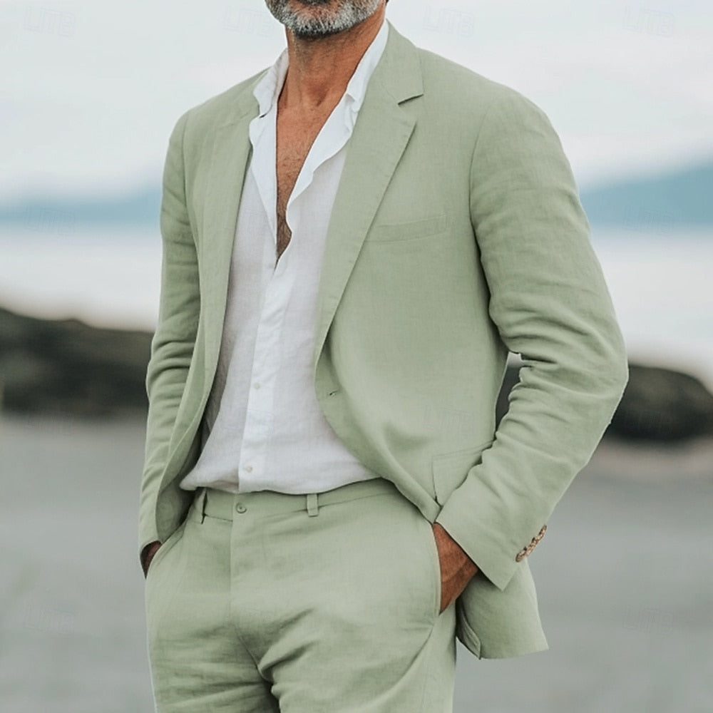 Richard - Men's Two-Piece Tailored Suit in Sage Green