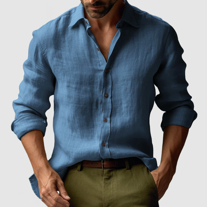 Josef Men's Vintage Button-Up Shirt - Blue