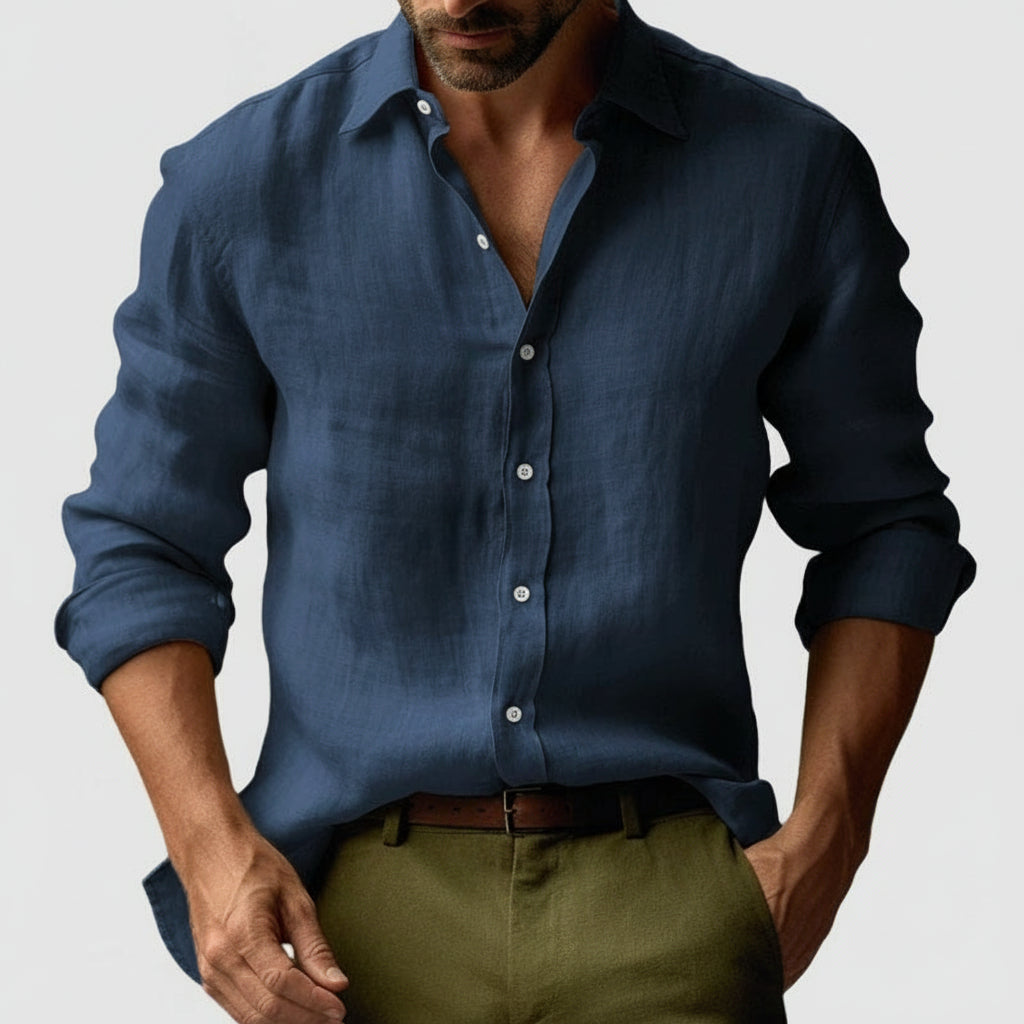 Josef Men's Vintage Button-Up Shirt - Navy