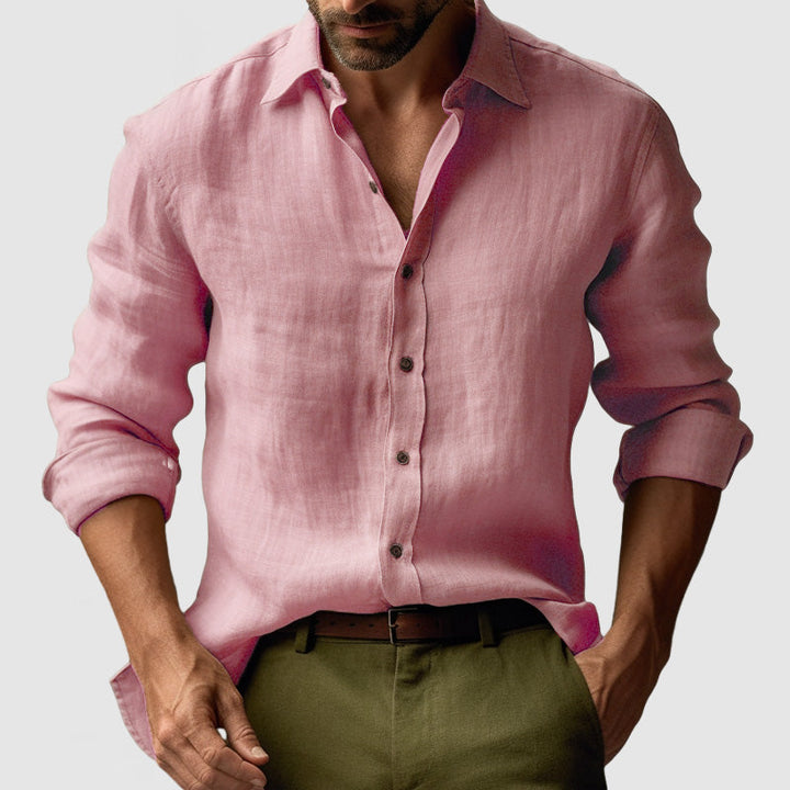 Josef Men's Vintage Button-Up Shirt - Pink