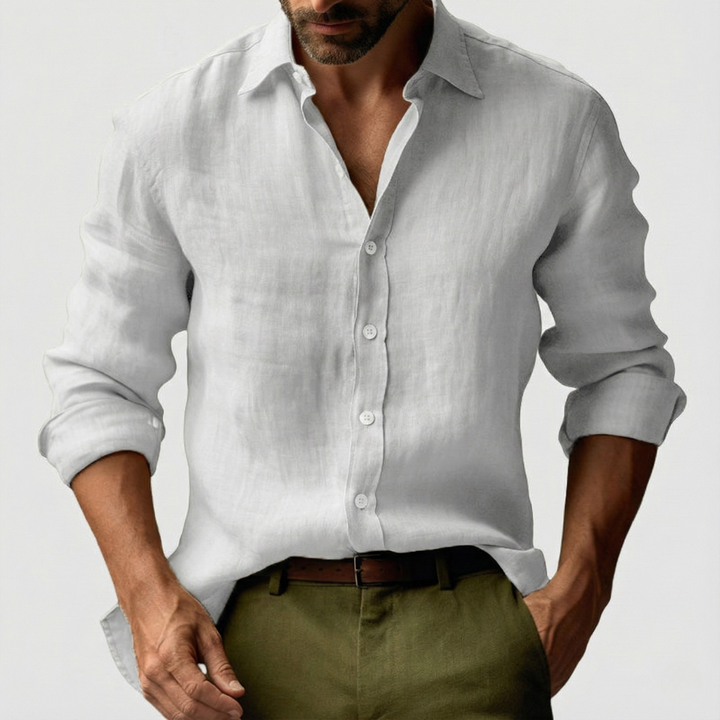 Josef Men's Vintage Button-Up Shirt - White