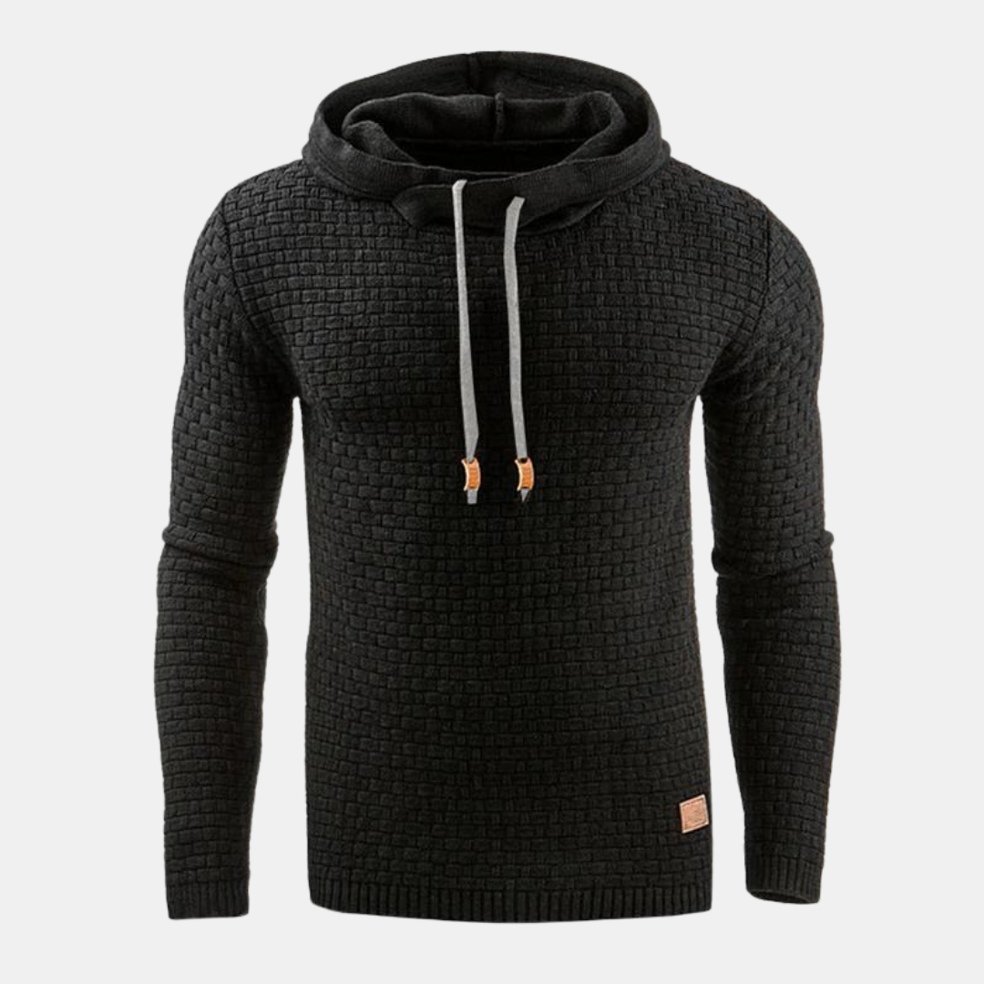 Christian - Men's Vintage Patterned Pullover Hoodie in Black