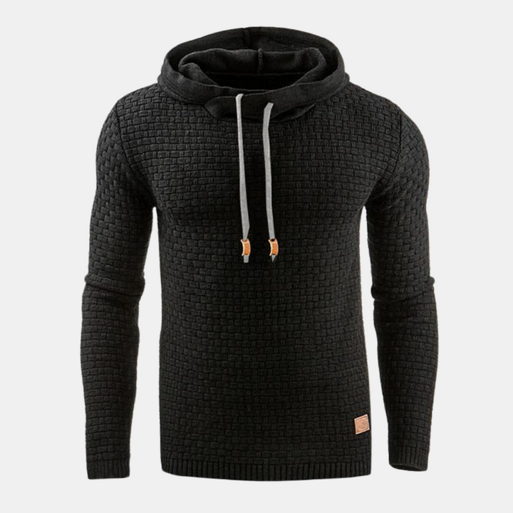 Christian - Men's Vintage Patterned Pullover Hoodie in Black