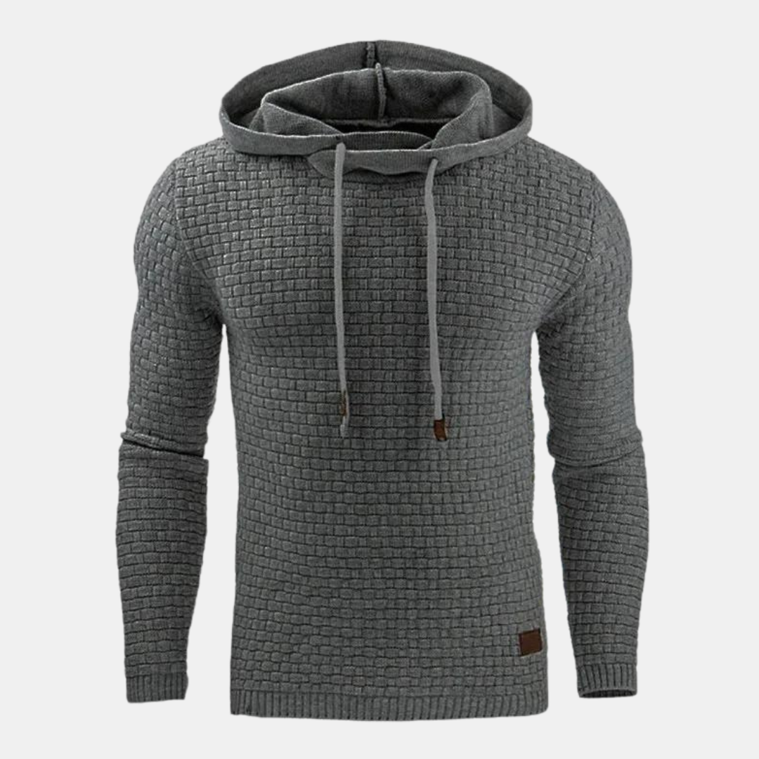Christian - Men's Vintage Patterned Pullover Hoodie in Grey