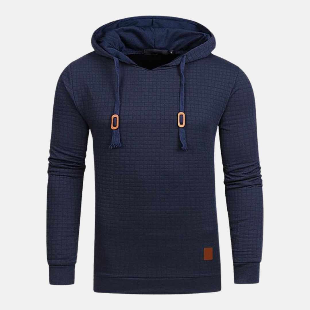 Christian - Men's Vintage Patterned Pullover Hoodie in Navy