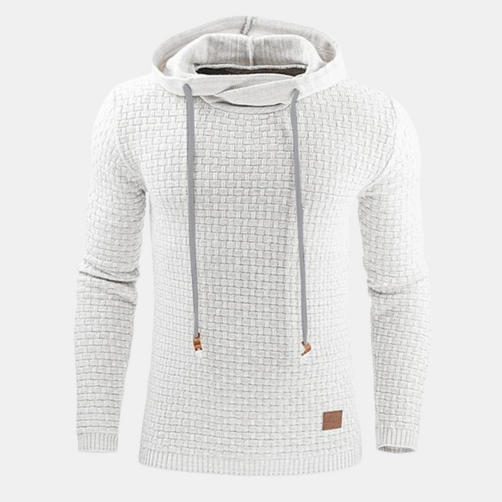 Christian - Men's Vintage Patterned Pullover Hoodie in White