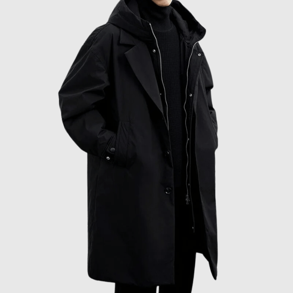 Jakob - Men's Waterproof Hooded Raincoat in Black