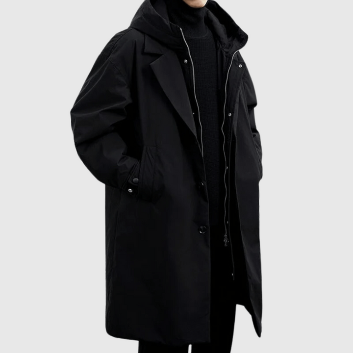 Jakob - Men's Waterproof Hooded Raincoat in Black