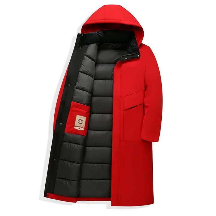 Alexander men's hooded quilted winter coat detail view