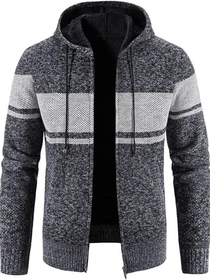 Hans - Men's Winter Hooded Zip Jacket in Grey