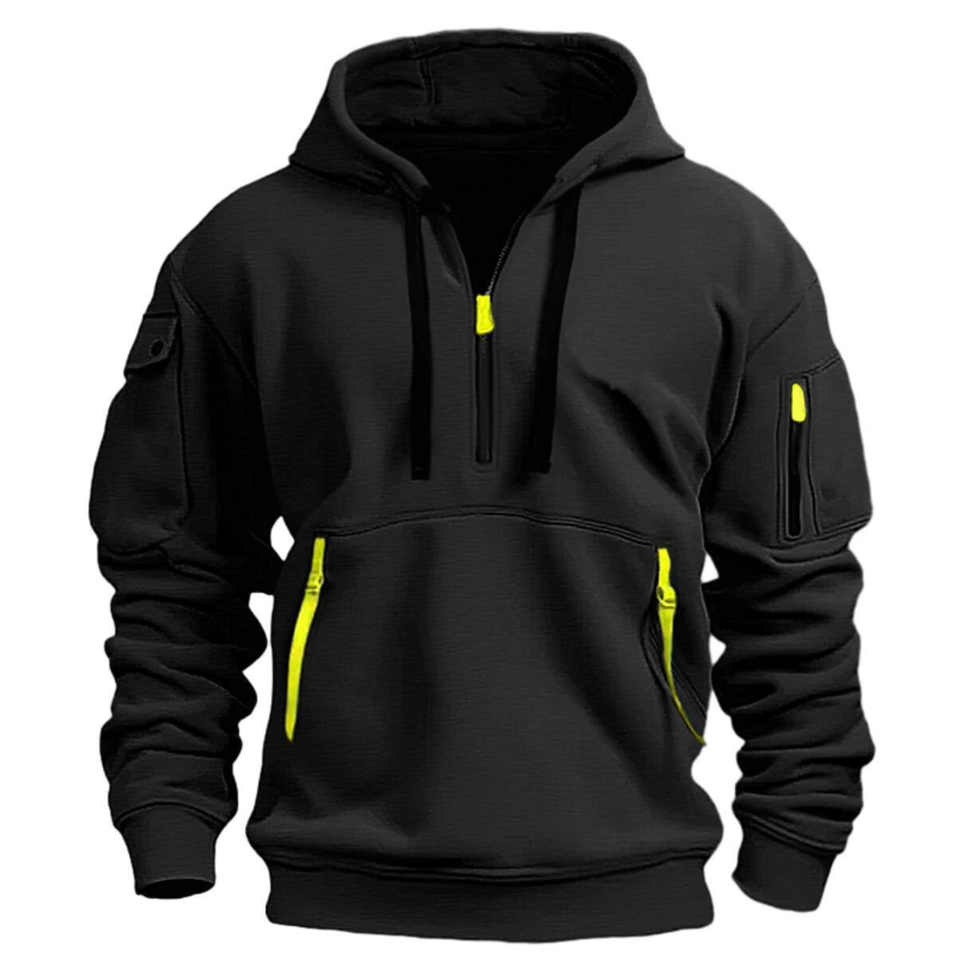 Men's zip pocket hoodie in black