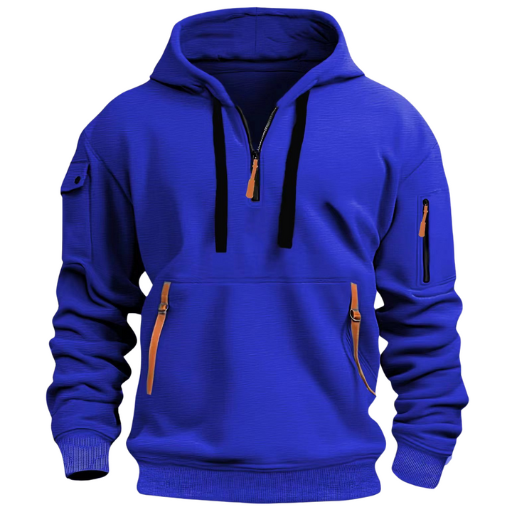 Men's zip pocket hoodie in blue