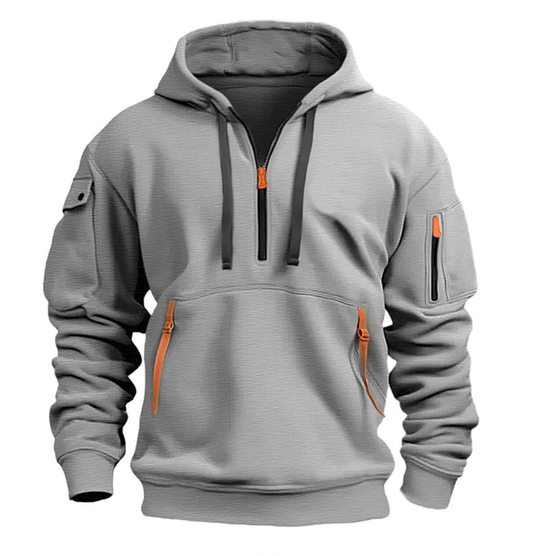 Men's zip pocket hoodie in light grey
