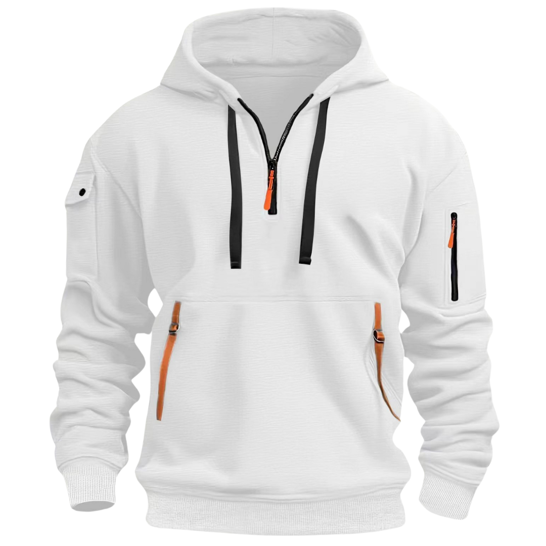 Men's zip pocket hoodie in white