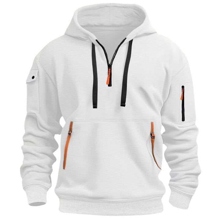 Men's zip pocket hoodie in white