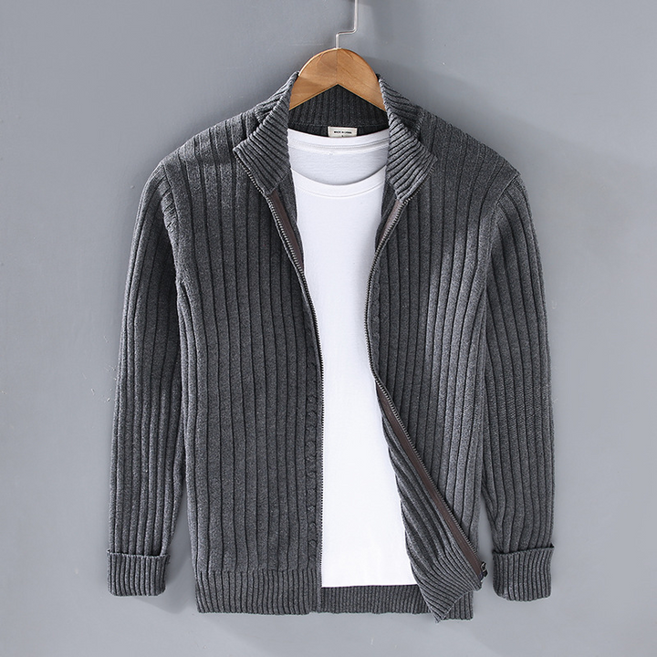 Paul Men's Zip-Up Knit Cardigan - Anthracite