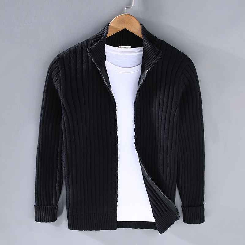 Paul Men's Zip-Up Knit Cardigan - Black