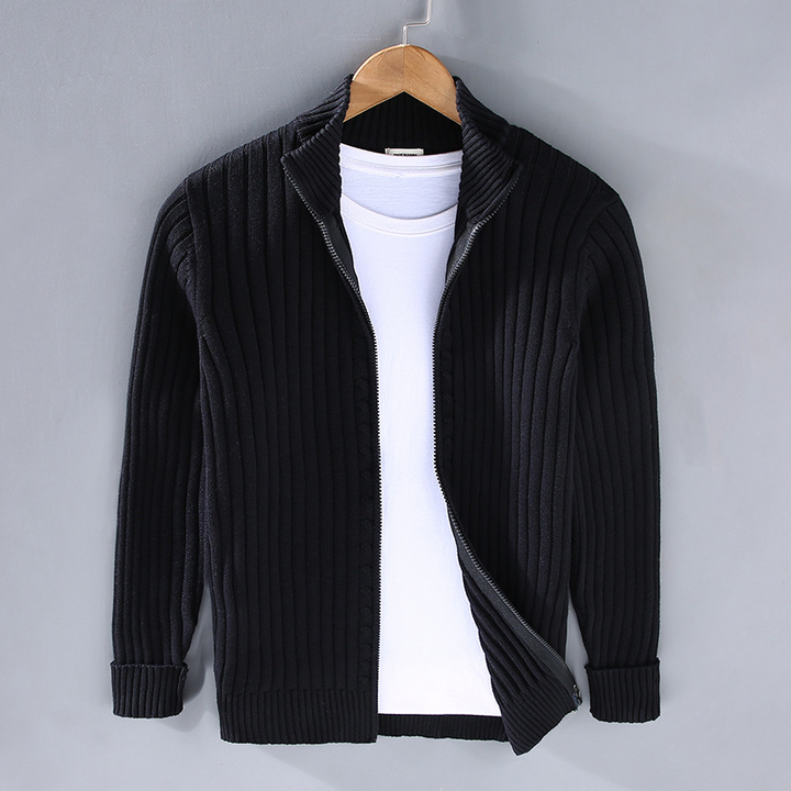 Paul Men's Zip-Up Knit Cardigan - Black