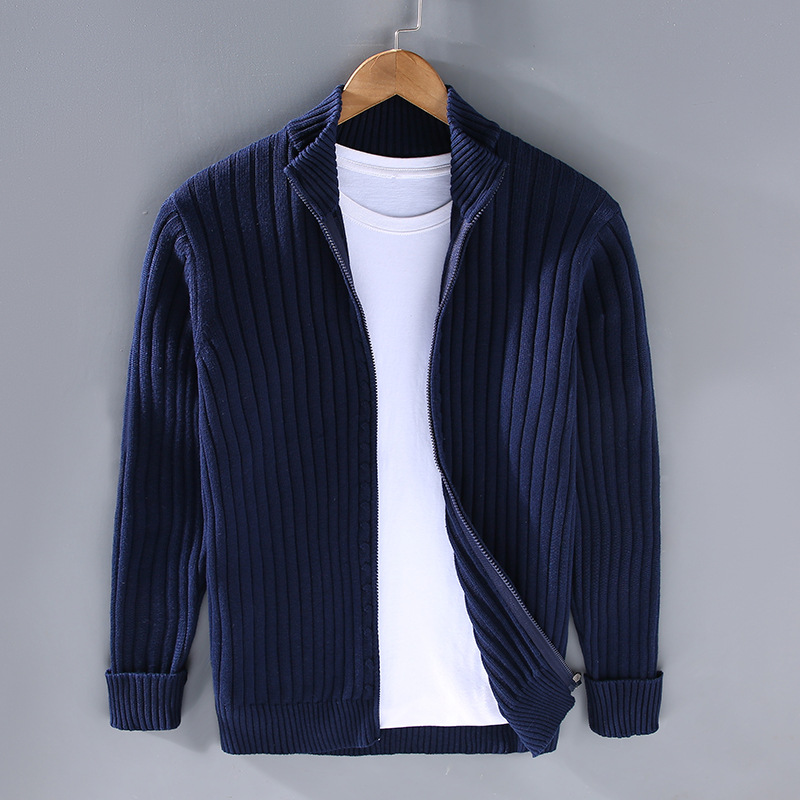 Paul Men's Zip-Up Knit Cardigan - Blue