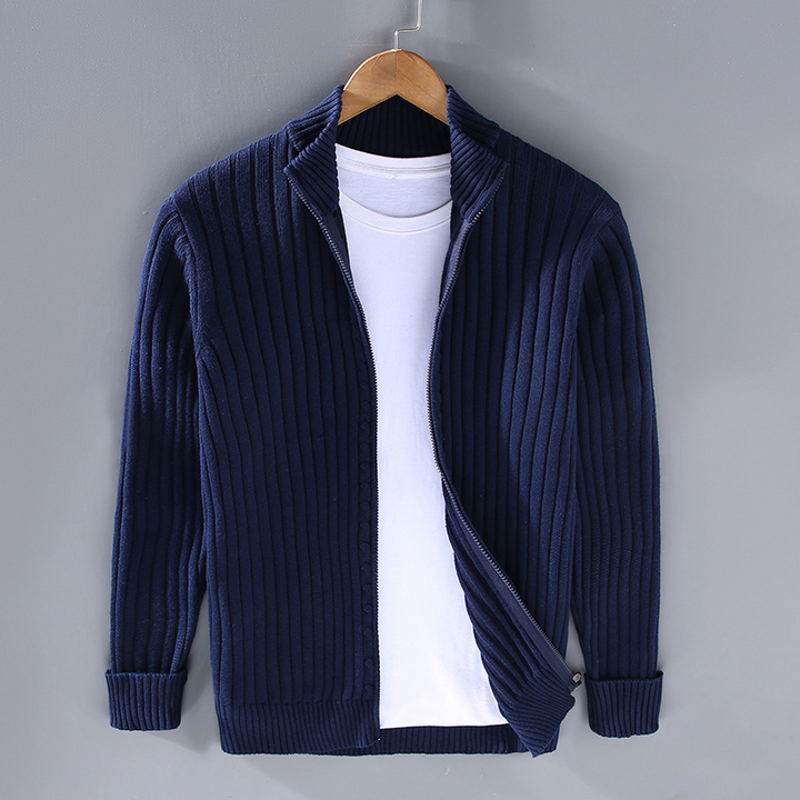 Paul Men's Zip-Up Knit Cardigan - Blue
