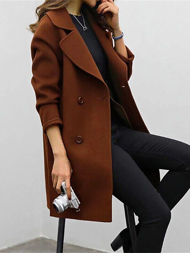 Women's Classic Lapel Winter Coat in Brown
