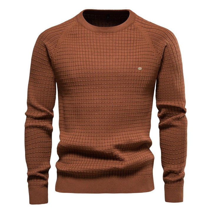 Men's Textured Long-Sleeve Winter Jumper in Brown