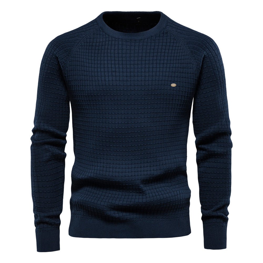Men's Textured Long-Sleeve Winter Jumper in Navy