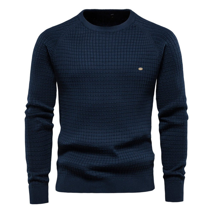Men's Textured Long-Sleeve Winter Jumper in Navy