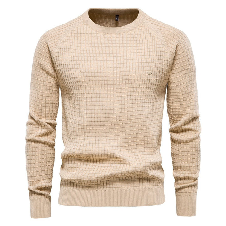 Men's Textured Long-Sleeve Winter Jumper in Beige