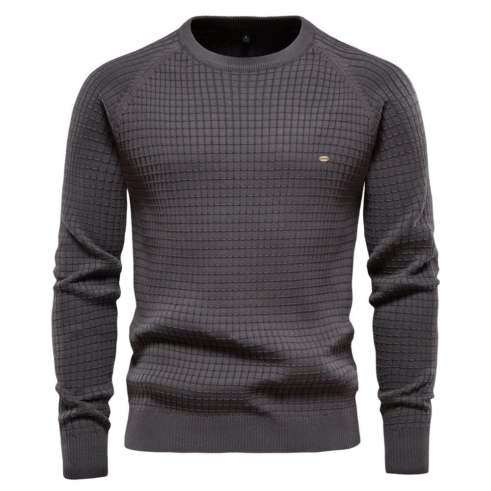 Men's Textured Long-Sleeve Winter Jumper in Charcoal