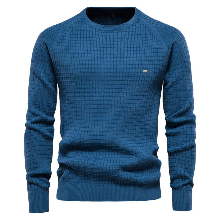 Men's Textured Long-Sleeve Winter Jumper in Blue