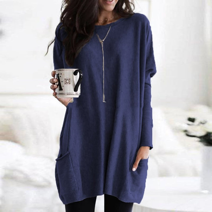 Women's Long-Line Pullover Jumper in Blue
