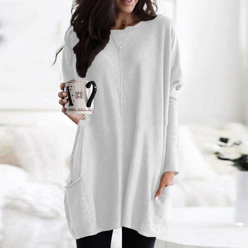 Women's Long-Line Pullover Jumper in White