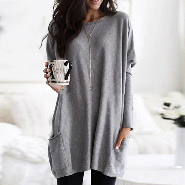 Women's Long-Line Pullover Jumper in Grey