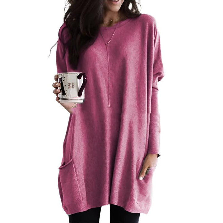 Women's Long-Line Pullover Jumper in Pink