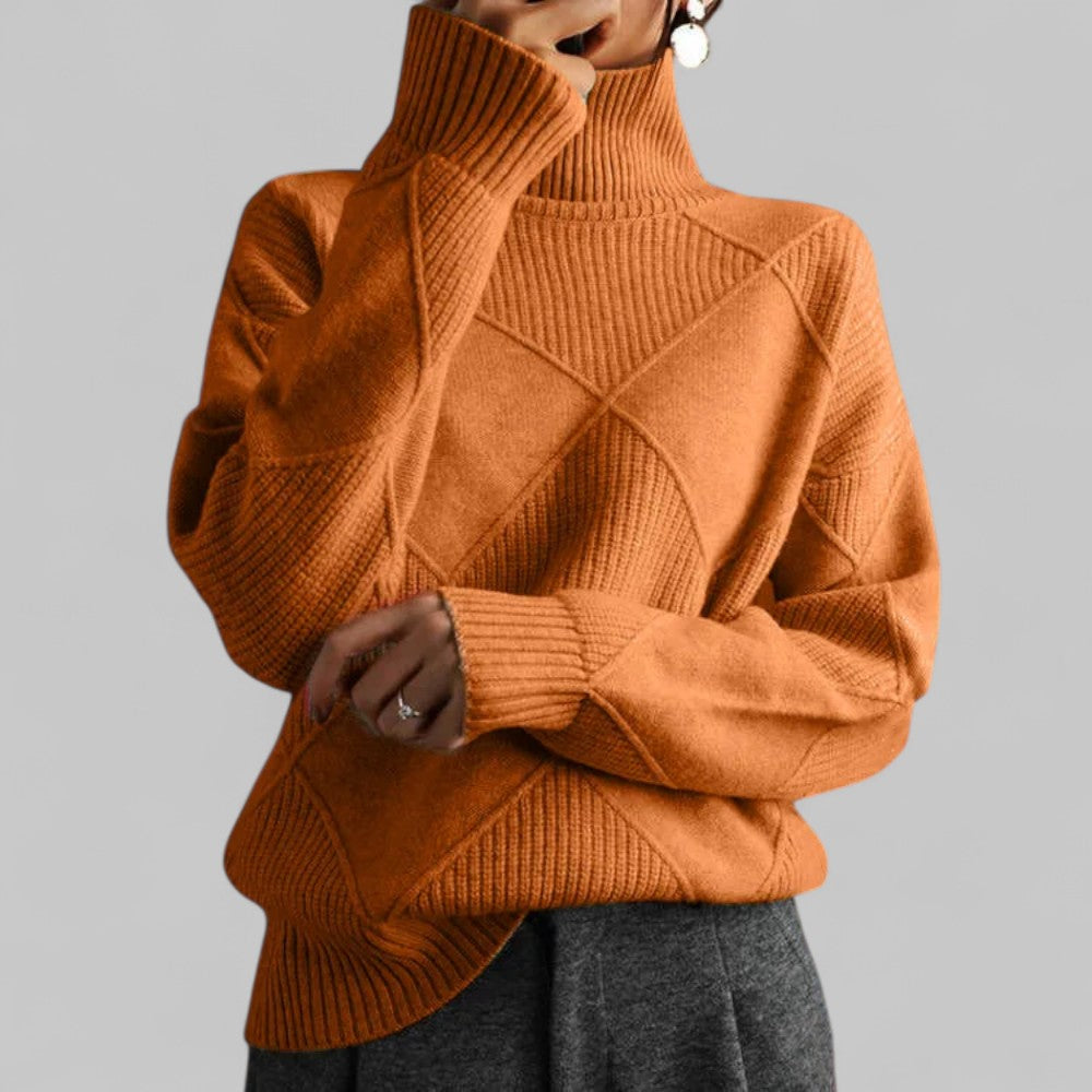 Women's Loose Roll-Neck Jumper in Orange