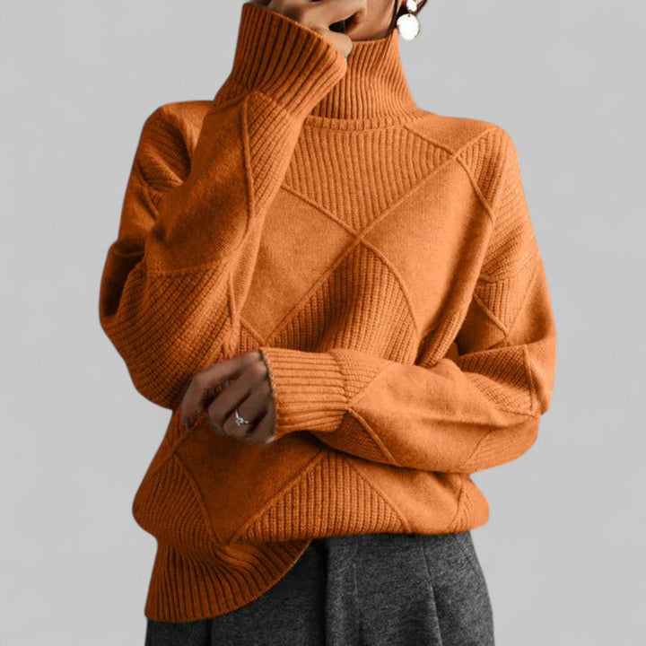 Women's Loose Roll-Neck Jumper in Orange
